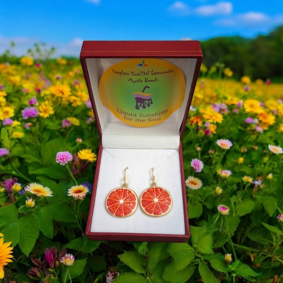 Seaglasscoaztallemonades.com Jewelry - Seaglass CoaZtal Lemonades Official Grapefruit Earrings COMES WITH FREE STICKER